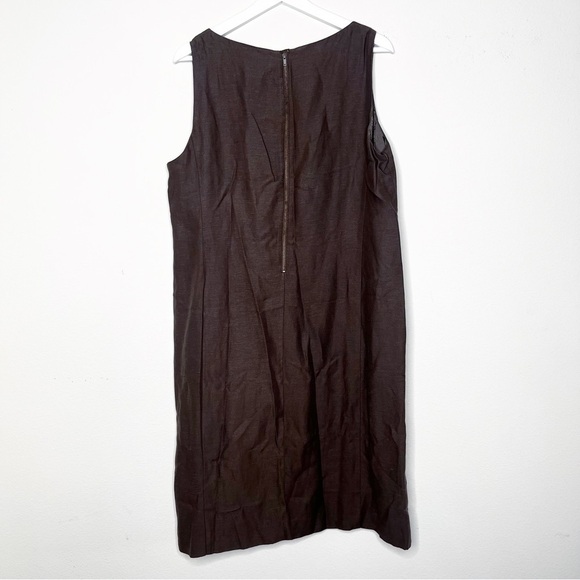 Eileen Fisher Sleeveless Drapey Linen Blend Shift Dress Cobblestone Brown - Picture 8 of 9